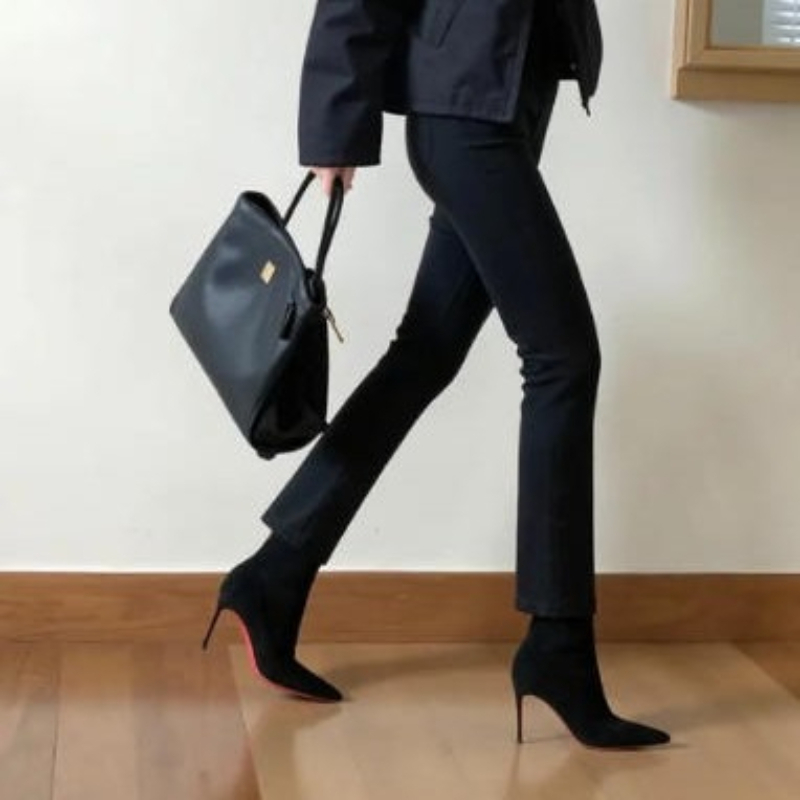 Knee High Boots Women - Elastic socks boots, pointed short boots,