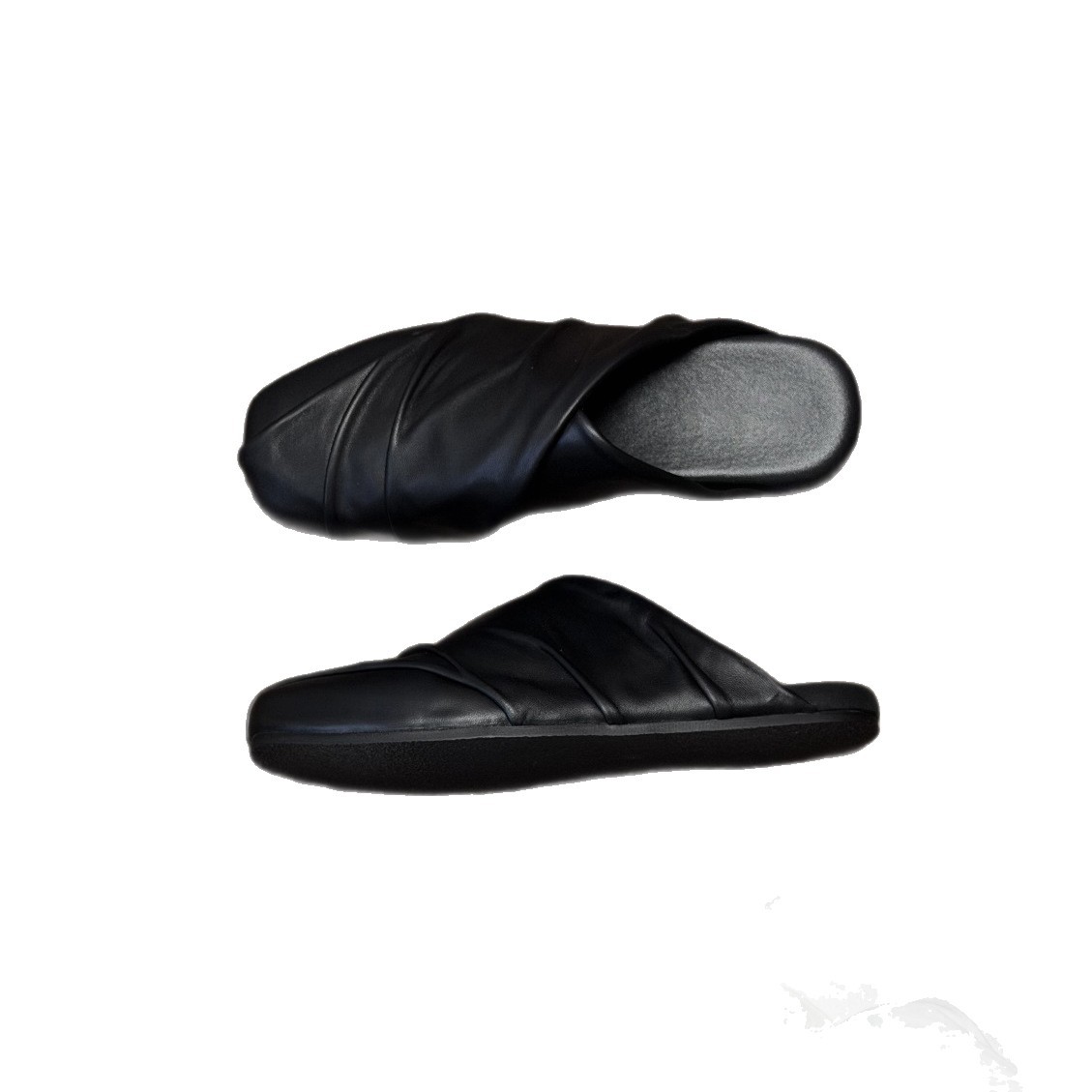 Black Vintage Leather Shoes Si - Mule Slip On ulasan dan harga