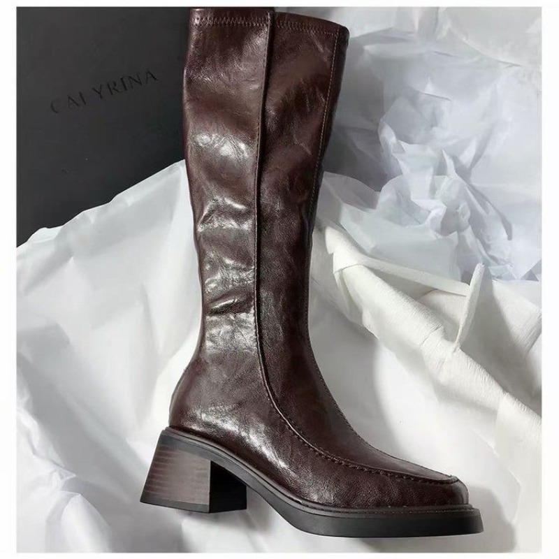 Round-toe Thick-soled Long Boo - Knee High Boots Women ulasan dan harga