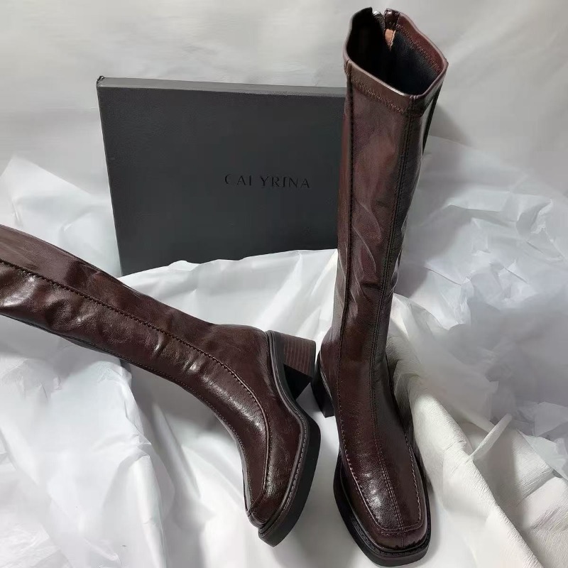 Round-toe Thick-soled Long Boo - Knee High Boots Women ulasan dan harga