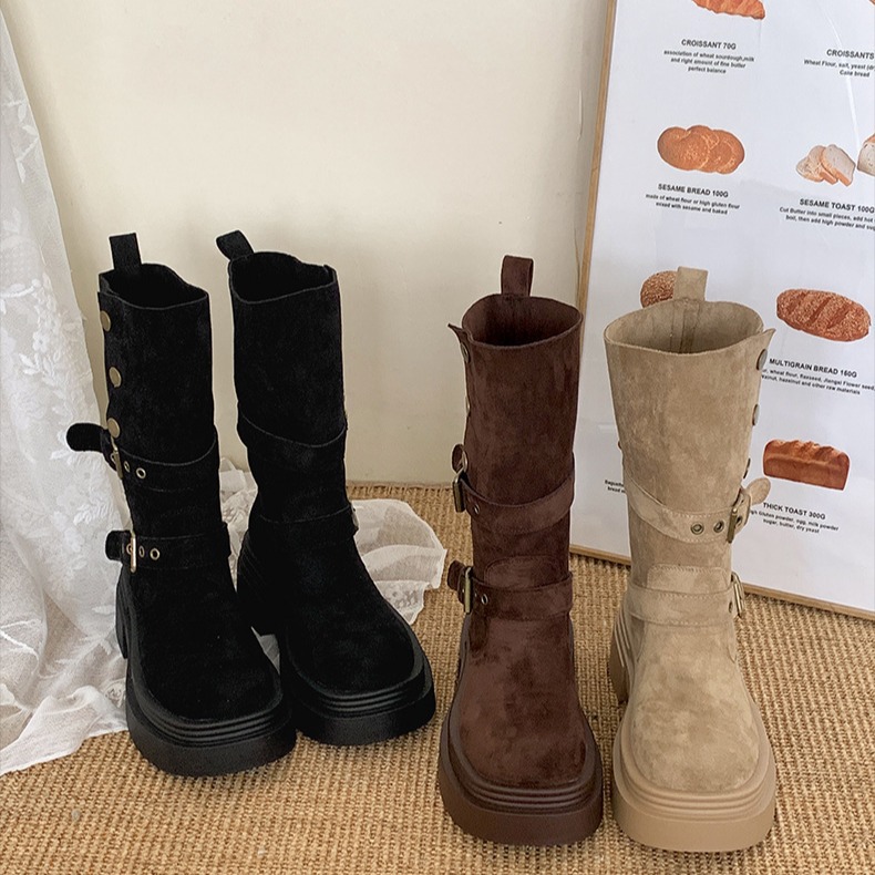 Retro British style thick sole - Sock Boot Women ulasan dan harga