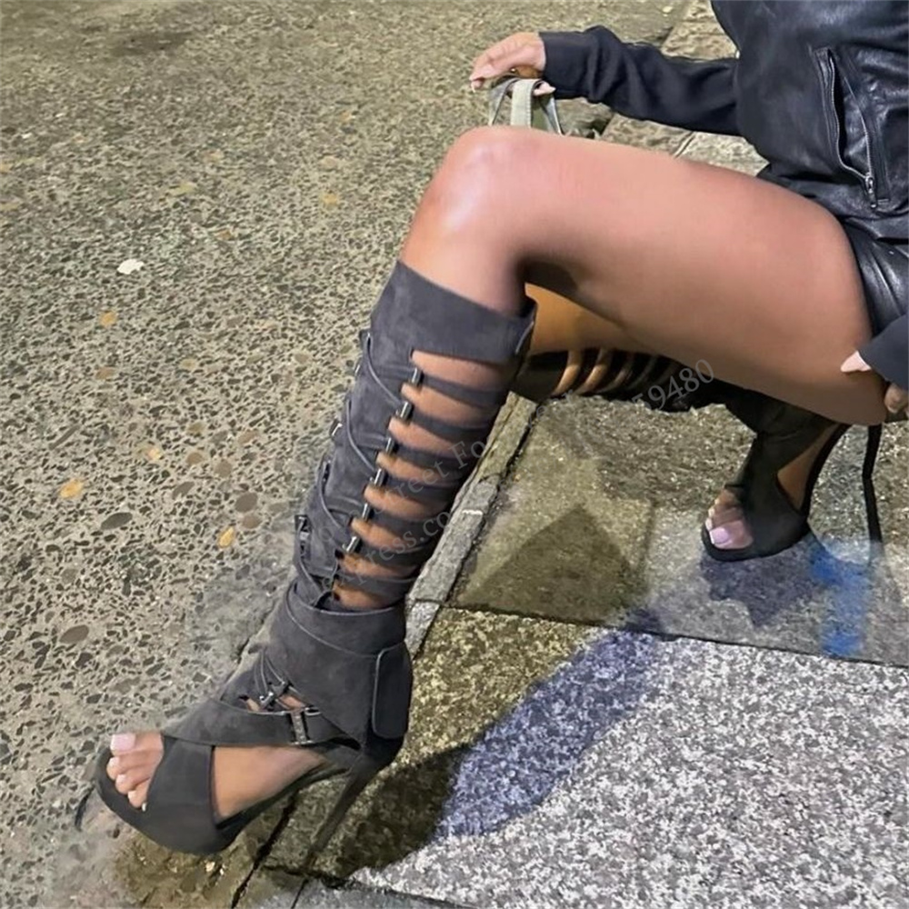 Gladiator Hollow Belt Buckle K - Knee High Boots Women ulasan dan harga
