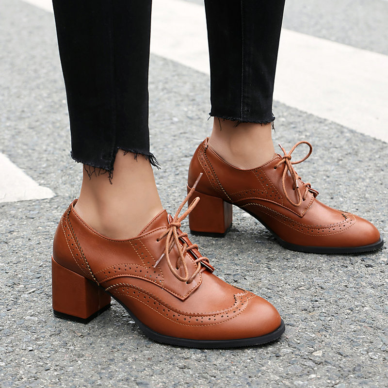 Plus Size 36-48 Brown Black Co - Oxford Lace Up Women ulasan dan harga