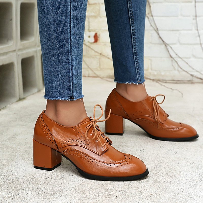 Plus Size 36-48 Brown Black Co - Oxford Lace Up Women ulasan dan harga