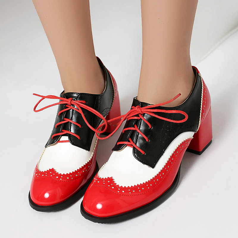 Plus Size 36-48 Brown Black Co - Oxford Lace Up Women ulasan dan harga
