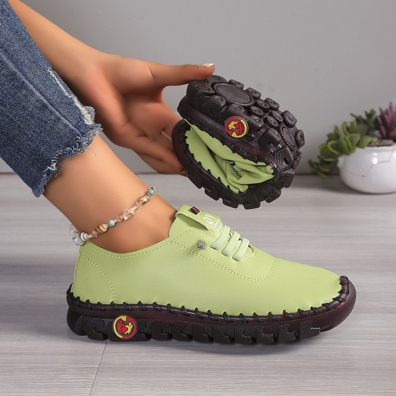 Women Leather Casual Shoes Lac - Oxford Lace Up Women ulasan dan harga