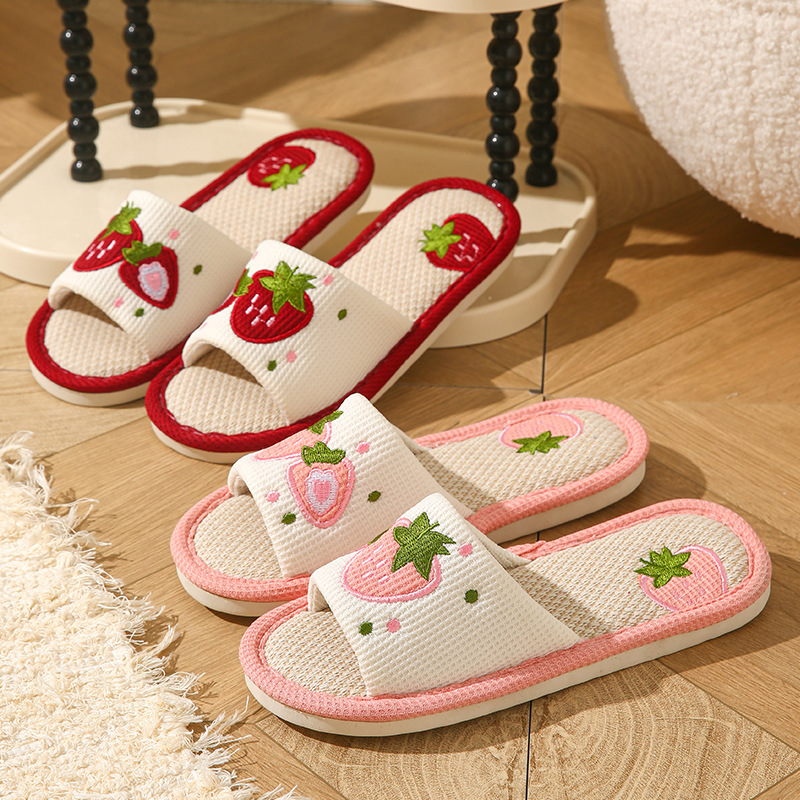 Strawberry Linen Women Slipper - Mule Slip On ulasan dan harga