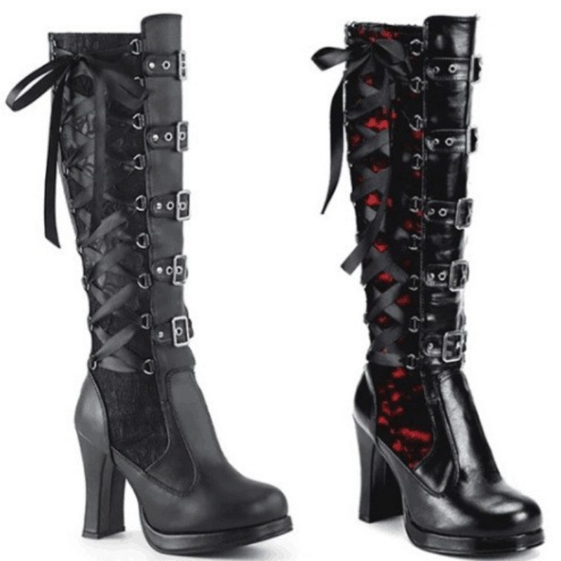 Punk Gothic Style Women's Knee - Knee High Boots Women ulasan dan harga